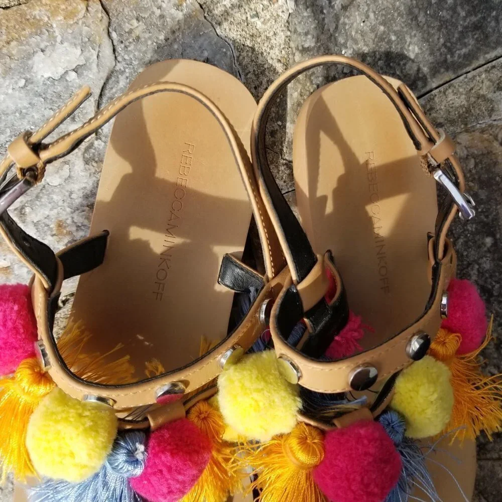 Rebecca Minkoff Estelle Studded Pom Pom Sandals 7 - Picture 10 of 13